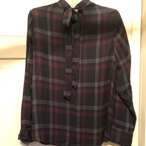 Plaid bow blouse